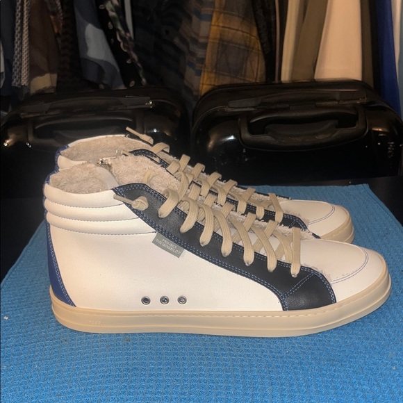 P448 Men's Blue and White High-Top Sneakers